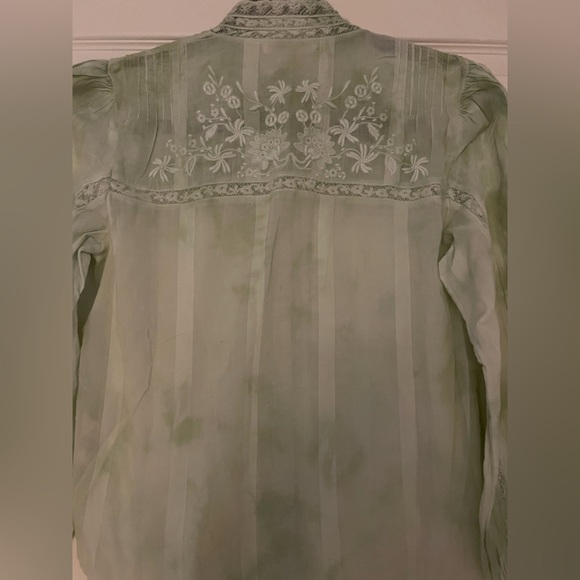 Ronda Embroidered Sleeve Blouse— Love Shack Fancy (Moss Green) - Picture 8 of 12